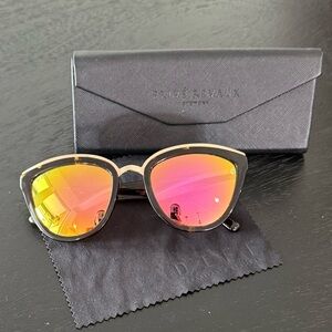 Diff Rose Cat eye Sunglasses Tortoise with Pink and Yellow Gold Lenses